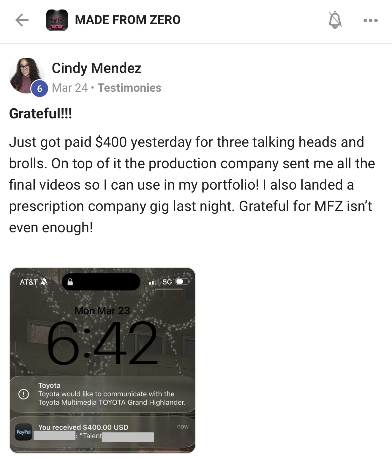 Testimonial from Cindy Mendez